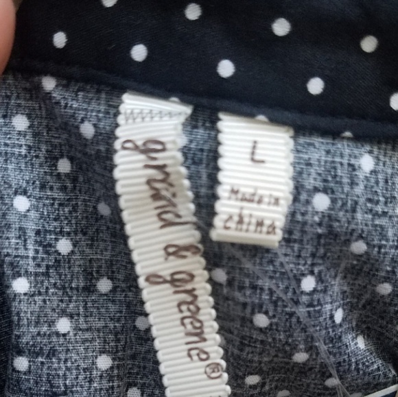 Grand & Greene Black w/White Polka Dot Shirt L - Picture 5 of 8